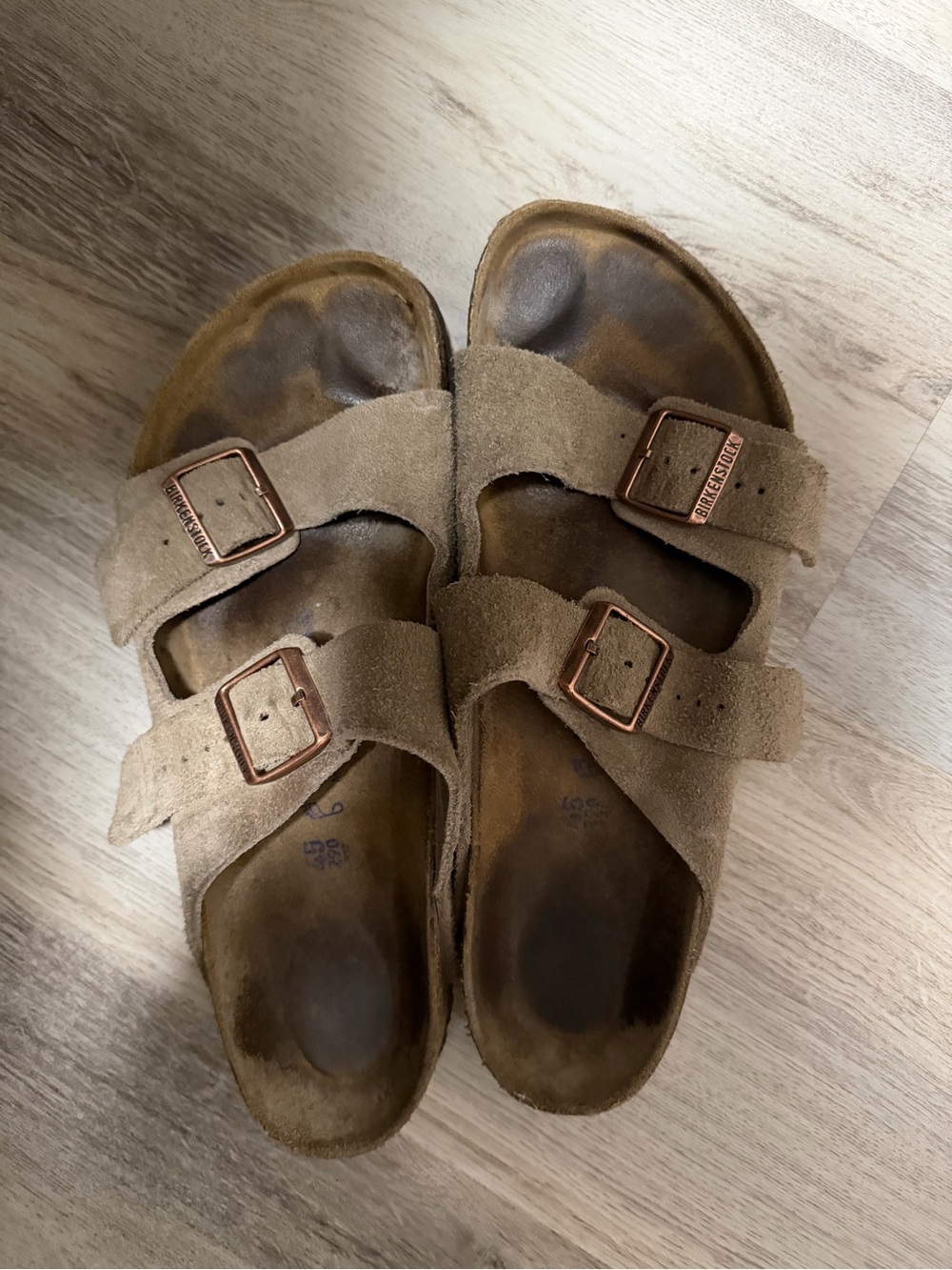 Birkenstock Arizona Suede Double Strap Sandals - Tan Brown
